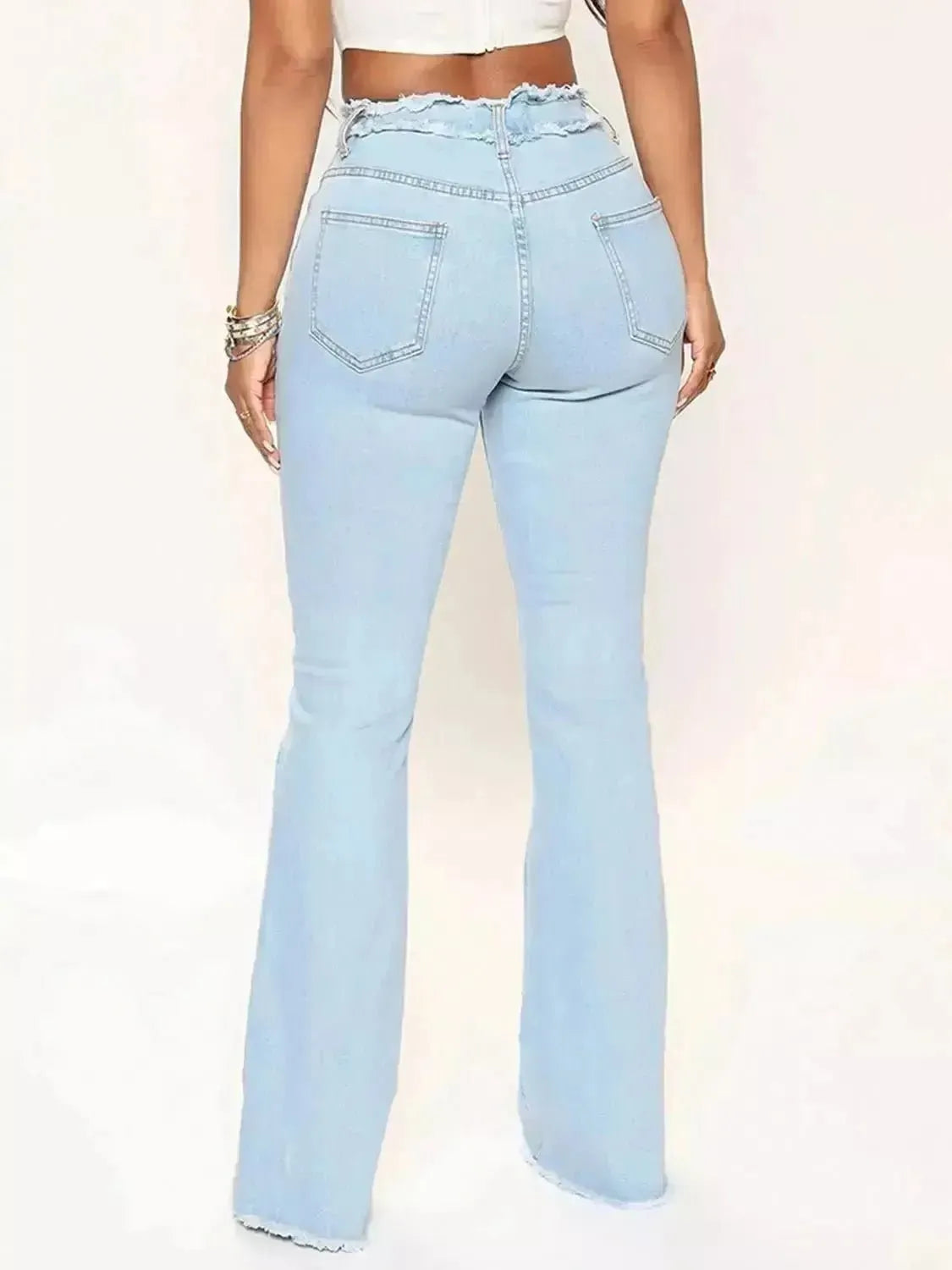 Striped Raw Hem Jeans - Godiva Oya Bey
