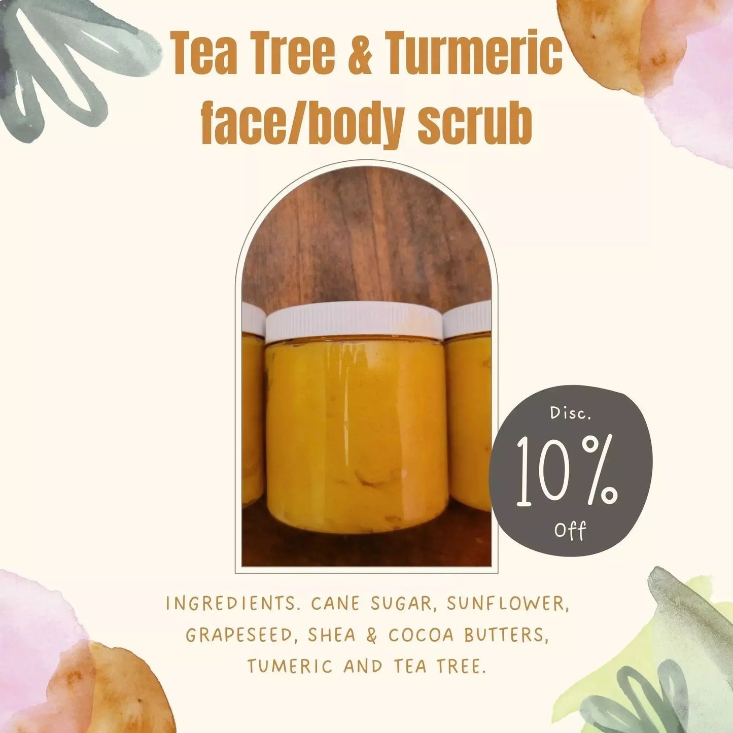 Turmeric Face Scrub Tea Tree & Turmeric face/body scrub - Godiva Oya Bey