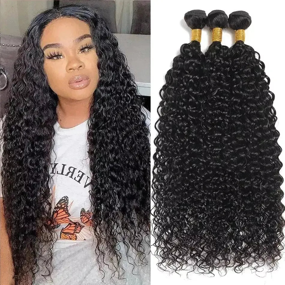 Water Wave Bundles 12A Brazilian Human Hair Weave 1/3/4PCS Deep Kinky Curly Hair 100g/pc Cheap Virgin Hair Extensions Natural - Godiva Oya Bey